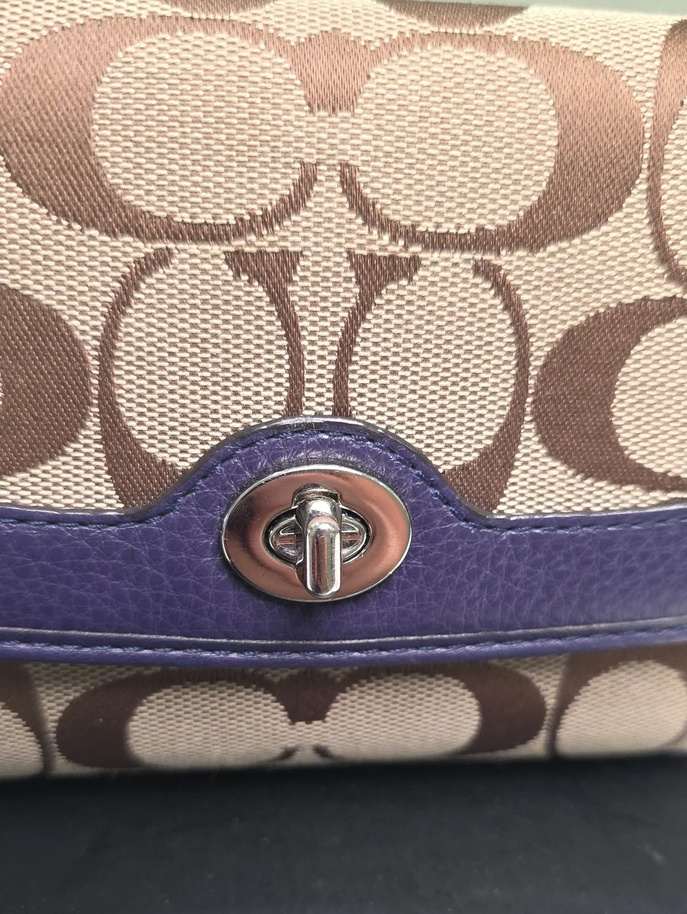 Coach Park F49145 Signature Turnlock Indigo Slim Envelope Wallet/Checkbook EUC